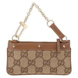 Authentic GUCCI GG Canvas Coin Purse Beige Gold bst336-121625